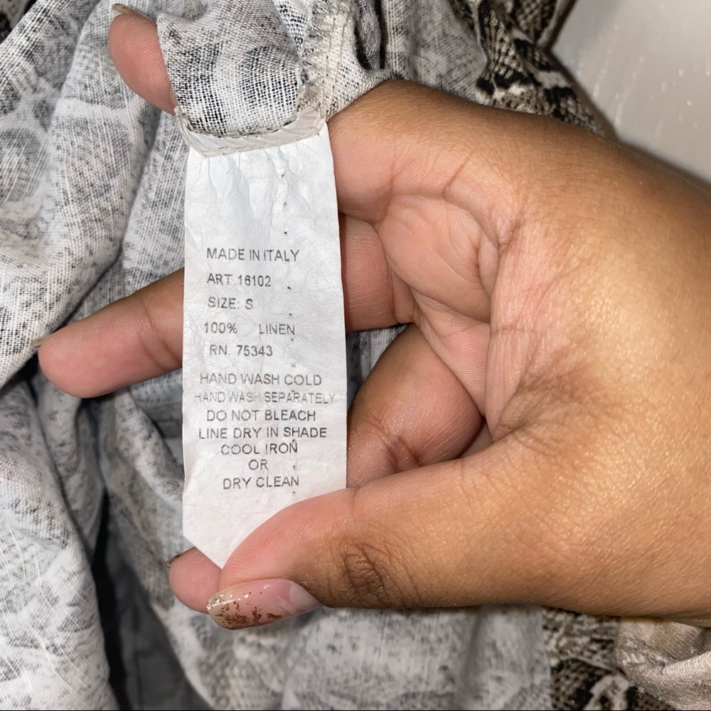 Laura Bianchi 100% Linen Snake Python Print Tie W… - image 8